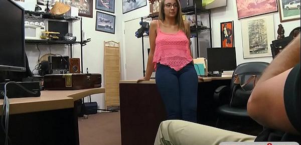  Hot amateur brunette with glasses pounded by pawn guy